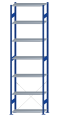 Fachbodenregal Stecksystem, Grundregal, einseitig nutzbar, H3500xB1000xT400, 7 Fachböden, Fachlast 85kg, RAL 5010 enzianblau / verzinkt