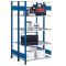 Doppelregal Stecksystem, Anbauregal, mit Längenriegel, H2500xB1000xT2x300, Fachlast 250kg, RAL 5010 enzianblau / verzinkt