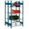 Doppelregal Stecksystem, Grundregal, mit Kreuzstrebe, H2000xB1000xT2x400, Fachlast 150kg, RAL 5010 enzianblau / verzinkt