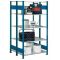 Doppelregal Stecksystem, Grundregal, mit Längenriegel, H2500xB1000xT2x300, Fachlast 150kg, RAL 5010 enzianblau / verzinkt