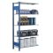 Fachbodenregal Stecksystem, Anbauregal, beidseitig nutzbar, H2750xB750xT300, 6 Fachböden, Fachlast 150kg, RAL 5010 enzianblau / verzinkt