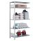 Fachbodenregal Stecksystem, Anbauregal, beidseitig nutzbar, H2300xB750xT300, 5 Fachböden, Fachlast 85kg, RAL 7035 lichtgrau