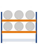 Fassregal - für stehende und liegende Lagerung, Grundregal, Einrichtung 6 x 200 l liegend, Rahmen H x T 2000 x 800 mm