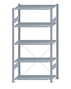 Fachbodenregal Stecksystem, Grundregal, einseitig nutzbar, H2000xB1000xT500, 5 Fachböden, Fachlast 150kg, sendzimirverzinkt