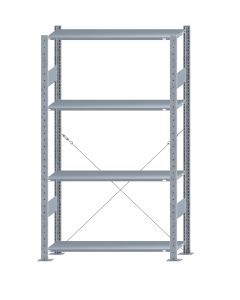 Fachbodenregal Stecksystem, Grundregal, einseitig nutzbar, H1800xB1000xT300, 4 Fachböden, Fachlast 85kg, sendzimirverzinkt