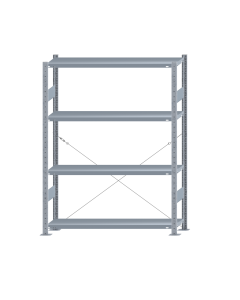 Fachbodenregal Stecksystem, Grundregal, einseitig nutzbar, H1800xB1300xT300, 4 Fachböden, Fachlast 250kg, sendzimirverzinkt