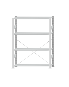 Fachbodenregal Stecksystem, Grundregal, einseitig nutzbar, H1800xB1300xT300, 4 Fachböden, Fachlast 85kg, RAL 7035 lichtgrau