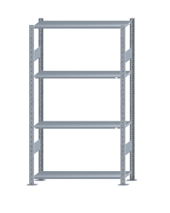 Fachbodenregal Stecksystem, Grundregal, beidseitig nutzbar, H1800xB1000xT300, 4 Fachböden, Fachlast 85kg, sendzimirverzinkt