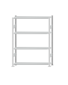 Fachbodenregal Stecksystem, Grundregal, beidseitig nutzbar, H1800xB1300xT300, 4 Fachböden, Fachlast 85kg, RAL 7035 lichtgrau