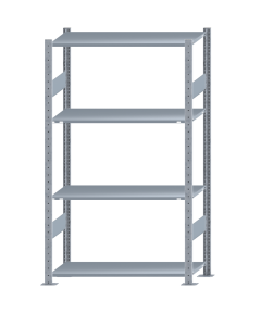 Fachbodenregal Stecksystem, Grundregal, beidseitig nutzbar, H1800xB1000xT400, 4 Fachböden, Fachlast 85kg, sendzimirverzinkt