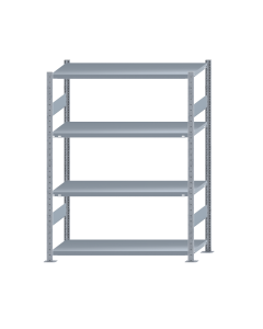 Fachbodenregal Stecksystem, Grundregal, beidseitig nutzbar, H1800xB1300xT500, 4 Fachböden, Fachlast 250kg, sendzimirverzinkt