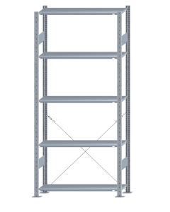 Fachbodenregal Stecksystem, Grundregal, einseitig nutzbar, H2300xB1000xT300, 5 Fachböden, Fachlast 85kg, sendzimirverzinkt