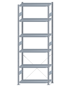 Fachbodenregal Stecksystem, Grundregal, einseitig nutzbar, H2750xB1000xT400, 6 Fachböden, Fachlast 250kg, sendzimirverzinkt