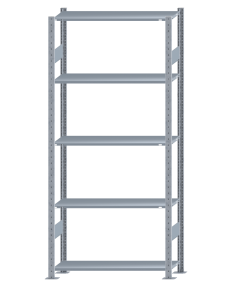 Fachbodenregal Stecksystem, Grundregal, beidseitig nutzbar, H2300xB1000xT300, 5 Fachböden, Fachlast 85kg, sendzimirverzinkt