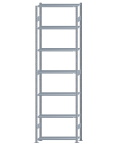 Fachbodenregal Stecksystem, Grundregal, beidseitig nutzbar, H3500xB1000xT300, 7 Fachböden, Fachlast 150kg, sendzimirverzinkt