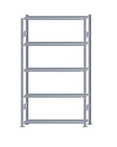 Fachbodenregal Stecksystem, Grundregal, beidseitig nutzbar, H2300xB1300xT300, 5 Fachböden, Fachlast 85kg, sendzimirverzinkt