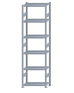 Fachbodenregal Stecksystem, Grundregal, beidseitig nutzbar, H2750xB750xT400, 6 Fachböden, Fachlast 250kg, sendzimirverzinkt