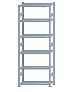 Fachbodenregal Stecksystem, Grundregal, beidseitig nutzbar, H2750xB1000xT400, 6 Fachböden, Fachlast 250kg, sendzimirverzinkt