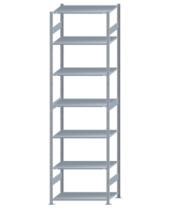 Fachbodenregal Stecksystem, Grundregal, beidseitig nutzbar, H3500xB1000xT600, 7 Fachböden, Fachlast 150kg, sendzimirverzinkt