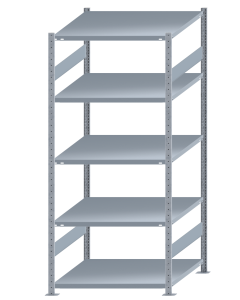 Fachbodenregal Stecksystem, Grundregal, beidseitig nutzbar, H2300xB1000xT1000, 5 Fachböden, Fachlast 250kg, sendzimirverzinkt