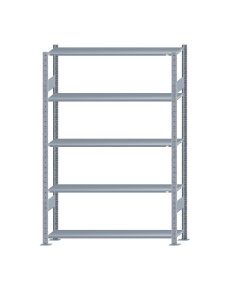 Fachbodenregal Stecksystem, Grundregal, beidseitig nutzbar, H2000xB1300xT300, 5 Fachböden, Fachlast 85kg, sendzimirverzinkt