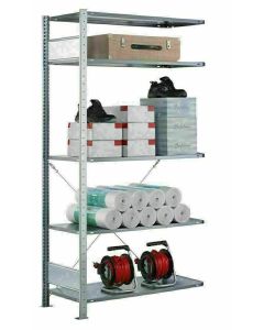 Fachbodenregal Stecksystem, Anbauregal, einseitig nutzbar, H1500xB750xT800 mm, 3 Fachböden, Fachlast 150 kg, sendzimirverzinkt