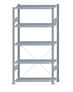 Fachbodenregal Stecksystem EXPRESSline, Grundregal, einseitig nutzbar, H2000xB1000xT400 mm, 5 Fachböden, Fachlast 150 kg, sendzimirverzinkt