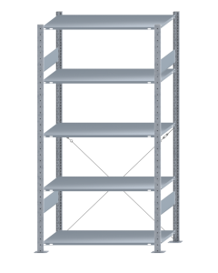 Fachbodenregal Stecksystem EXPRESSline, Grundregal, einseitig nutzbar, H2000xB1000xT500 mm, 5 Fachböden, Fachlast 150 kg, sendzimirverzinkt