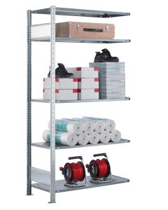 Fachbodenregal Stecksystem, Anbauregal, beidseitig nutzbar, H2750xB750xT300, 6 Fachböden, Fachlast 85kg, sendzimirverzinkt