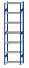 Fachbodenregal Stecksystem, Grundregal, einseitig nutzbar, H3000xB750xT400, 7 Fachböden, Fachlast 150kg, RAL 5010 enzianblau / verzinkt