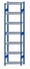 Fachbodenregal Stecksystem, Grundregal, einseitig nutzbar, H3000xB750xT400, 7 Fachböden, Fachlast 250kg, RAL 5010 enzianblau / verzinkt