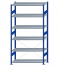 Fachbodenregal Stecksystem, Grundregal, einseitig nutzbar, H2500xB1300xT500, 6 Fachböden, Fachlast 250kg, RAL 5010 enzianblau / verzinkt