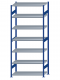 Fachbodenregal Stecksystem, Grundregal, beidseitig nutzbar, H3000xB1300xT600, 7 Fachböden, Fachlast 250kg, RAL 5010 enzianblau / verzinkt