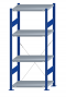 Fachbodenregal Stecksystem, Grundregal, einseitig nutzbar, H1800xB750xT500, 4 Fachböden, Fachlast 250kg, RAL 5010 enzianblau / verzinkt