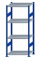 Fachbodenregal Stecksystem, Grundregal, beidseitig nutzbar, H1800xB750xT500, 4 Fachböden, Fachlast 250kg, RAL 5010 enzianblau / verzinkt