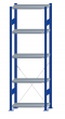 Fachbodenregal Stecksystem, Grundregal, einseitig nutzbar, H2300xB750xT300, 5 Fachböden, Fachlast 250kg, RAL 5010 enzianblau / verzinkt