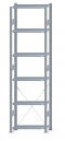 Fachbodenregal Stecksystem, Grundregal, einseitig nutzbar, H2750xB750xT350, 6 Fachböden, Fachlast 85kg, sendzimirverzinkt