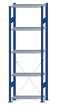 Fachbodenregal Stecksystem, Grundregal, einseitig nutzbar, H2300xB750xT350, 5 Fachböden, Fachlast 85kg, RAL 5010 enzianblau / verzinkt