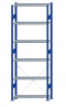 Fachbodenregal Stecksystem, Grundregal, einseitig nutzbar, H2750xB1000xT350, 6 Fachböden, Fachlast 85kg, RAL 5010 enzianblau / verzinkt