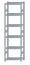 Fachbodenregal Stecksystem, Grundregal, einseitig nutzbar, H2750xB750xT400, 6 Fachböden, Fachlast 250kg, sendzimirverzinkt