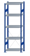 Fachbodenregal Stecksystem, Grundregal, einseitig nutzbar, H2300xB750xT400, 5 Fachböden, Fachlast 250kg, RAL 5010 enzianblau / verzinkt