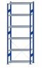 Fachbodenregal Stecksystem, Grundregal, einseitig nutzbar, H2750xB1000xT400, 6 Fachböden, Fachlast 85kg, RAL 5010 enzianblau / verzinkt