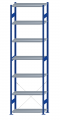 Fachbodenregal Stecksystem, Grundregal, einseitig nutzbar, H3500xB1000xT400, 7 Fachböden, Fachlast 250kg, RAL 5010 enzianblau / verzinkt