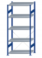 Fachbodenregal Stecksystem, Grundregal, einseitig nutzbar, H2300xB1000xT600, 5 Fachböden, Fachlast 250kg, RAL 5010 enzianblau / verzinkt