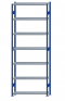 Fachbodenregal Stecksystem, Grundregal, beidseitig nutzbar, H3500xB1300xT300, 7 Fachböden, Fachlast 250kg, RAL 5010 enzianblau / verzinkt