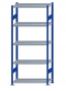 Fachbodenregal Stecksystem, Grundregal, beidseitig nutzbar, H2300xB1000xT400, 5 Fachböden, Fachlast 250kg, RAL 5010 enzianblau / verzinkt