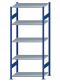 Fachbodenregal Stecksystem, Grundregal, beidseitig nutzbar, H2300xB1000xT600, 5 Fachböden, Fachlast 150kg, RAL 5010 enzianblau / verzinkt