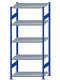 Fachbodenregal Stecksystem, Grundregal, beidseitig nutzbar, H2300xB1000xT600, 5 Fachböden, Fachlast 250kg, RAL 5010 enzianblau / verzinkt