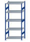 Fachbodenregal Stecksystem, Grundregal, beidseitig nutzbar, H2300xB1000xT600, 5 Fachböden, Fachlast 330kg, RAL 5010 enzianblau / verzinkt