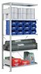 Fachbodenregal Stecksystem, Anbauregal, einseitig nutzbar, H2000xB750xT800, 5 Fachböden, Fachlast 250kg, RAL 7035 lichtgrau